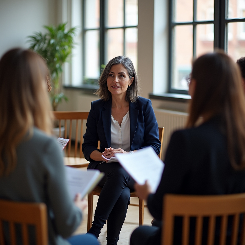 Grupo reducido de profesionales trabajando de forma colaborativa en el taller